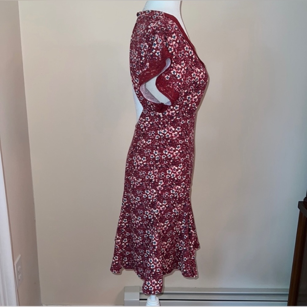 NWOT Free People sweet talker floral lace V neck ruched keyhole mini dress - Picture 10 of 14